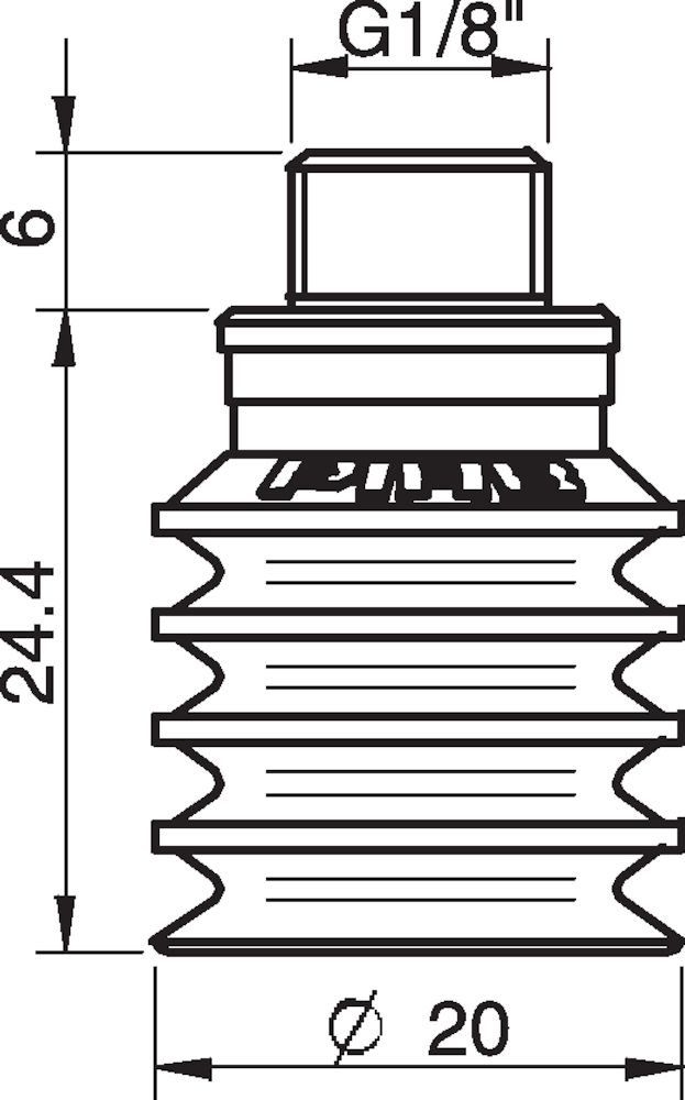 Piab Suction cup BL20-2 Chloroprene, G1/8 male/M5 female, with mesh filter