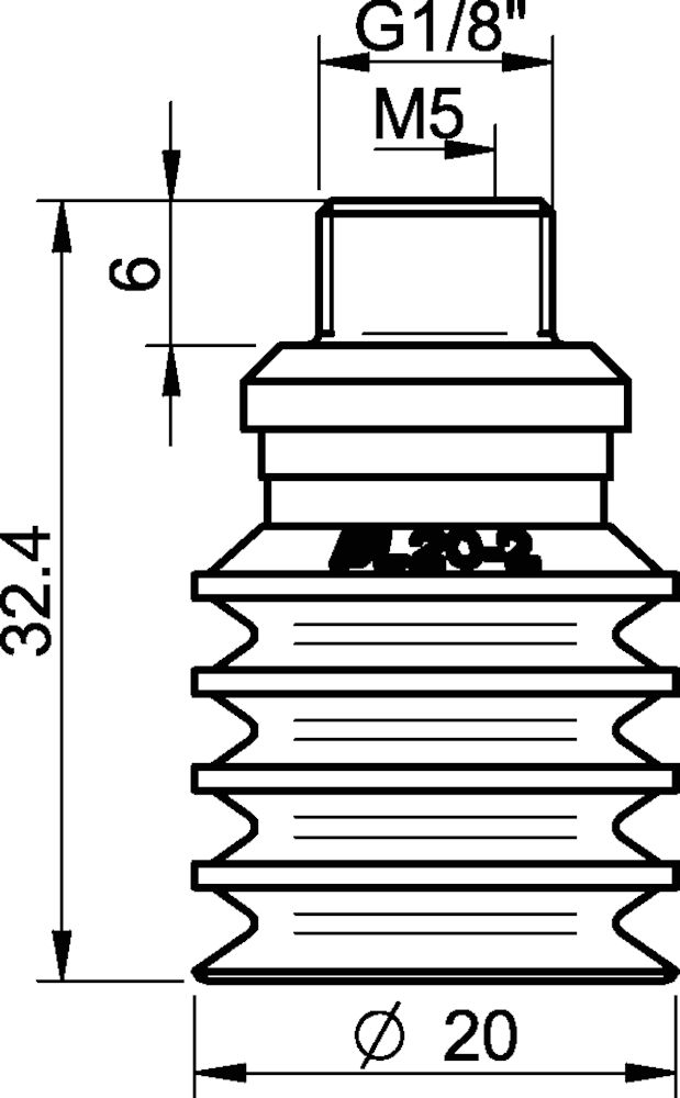 Piab Suction cup BL20-2 Chloroprene, G1/8 male, with mesh filter and dual flow control valve