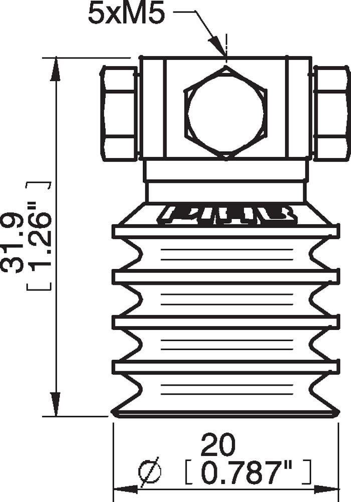Piab Suction cup BL20-2 Silicone, 5xM5 female