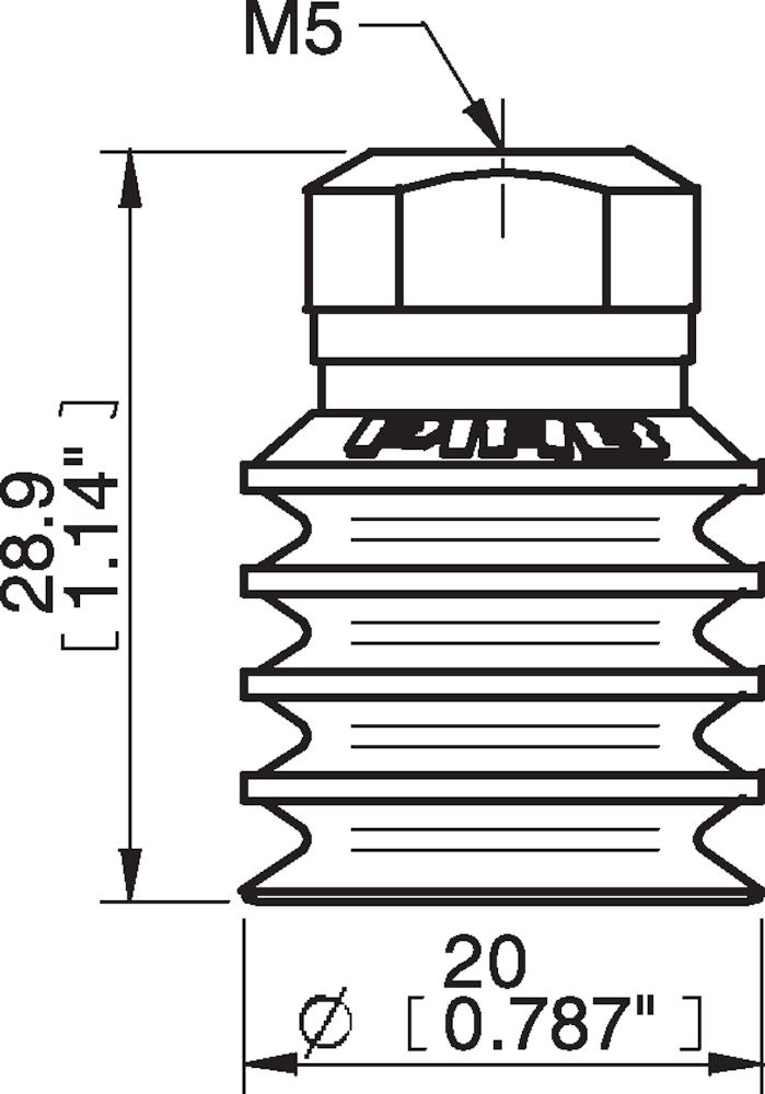 Piab Suction cup BL20-2 Silicone, M5 female, with dual flow control valve