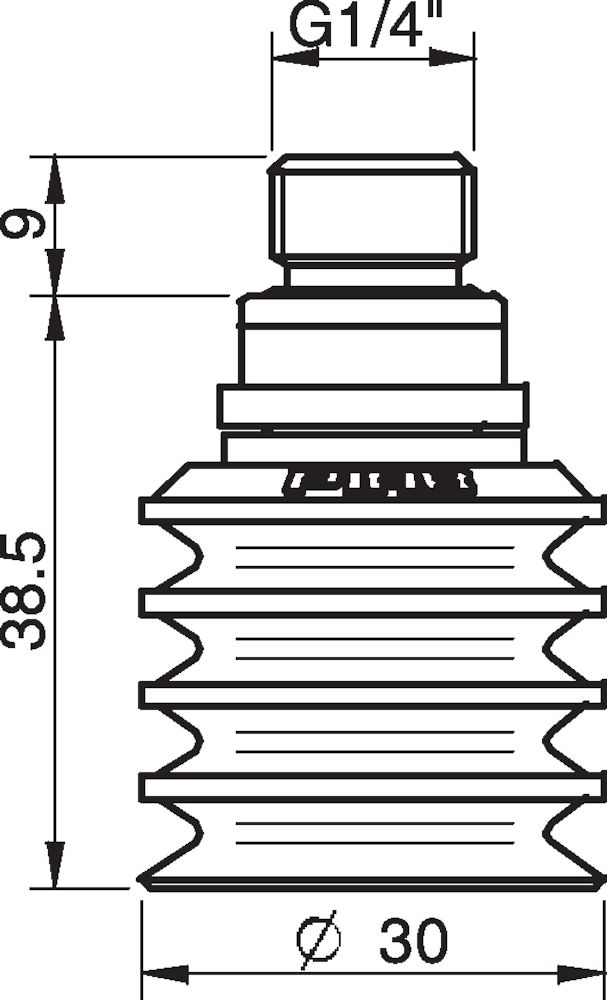 Piab Suction cup BL30-2 Chloroprene, 1/4 NPT male, with mesh filter