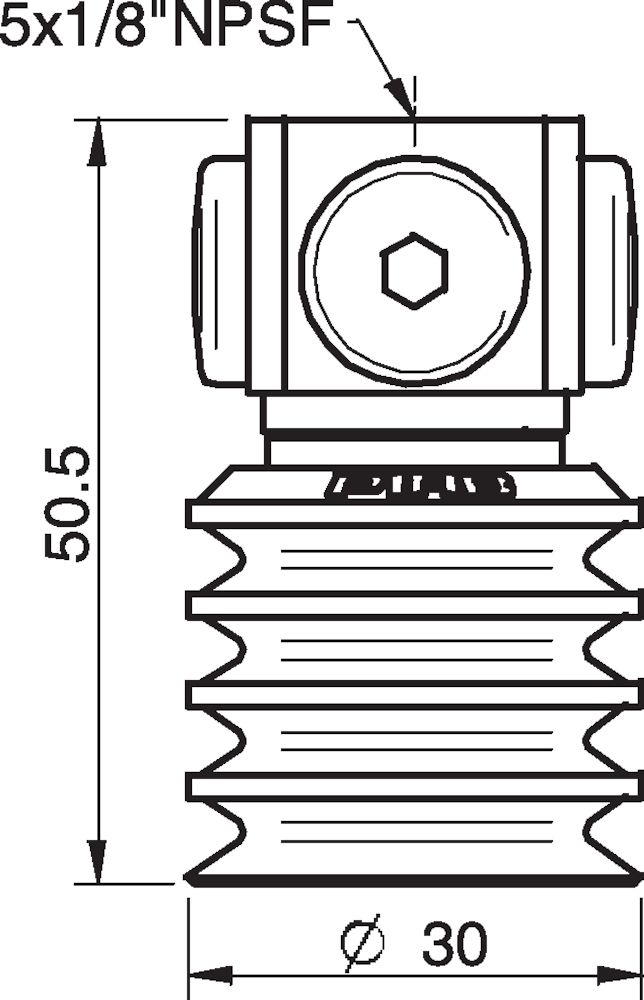 Piab Suction cup BL30-2 Silicone, 5x1/8 NPSF female