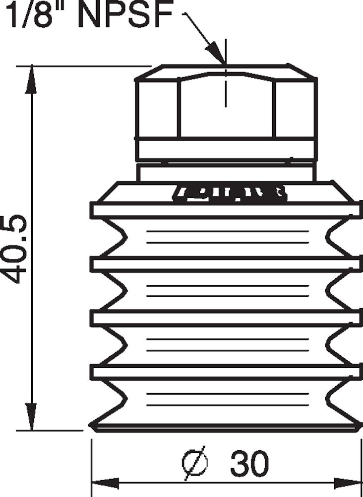 Piab Suction cup BL30-2 Silicone, 1/8 NPSF female, with dual flow control valve