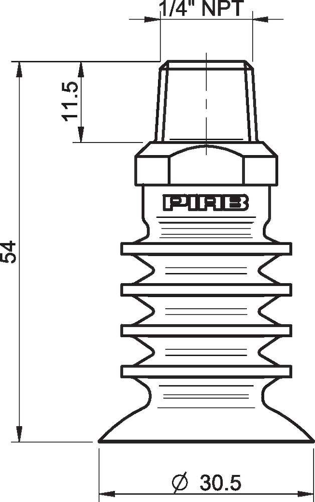 Piab Suction cup BL30-4 Silicone, 1/4 NPT male