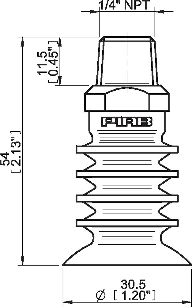 Piab Suction cup BL30-4 Silicone FCM, G1/4 male