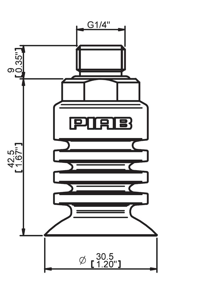 Piab Suction cup BL30-5 Silicone FCM, G1/4 male