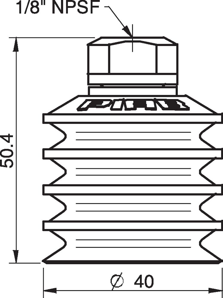 Piab Suction cup BL40-2 Chloroprene, 1/8 NPSF female