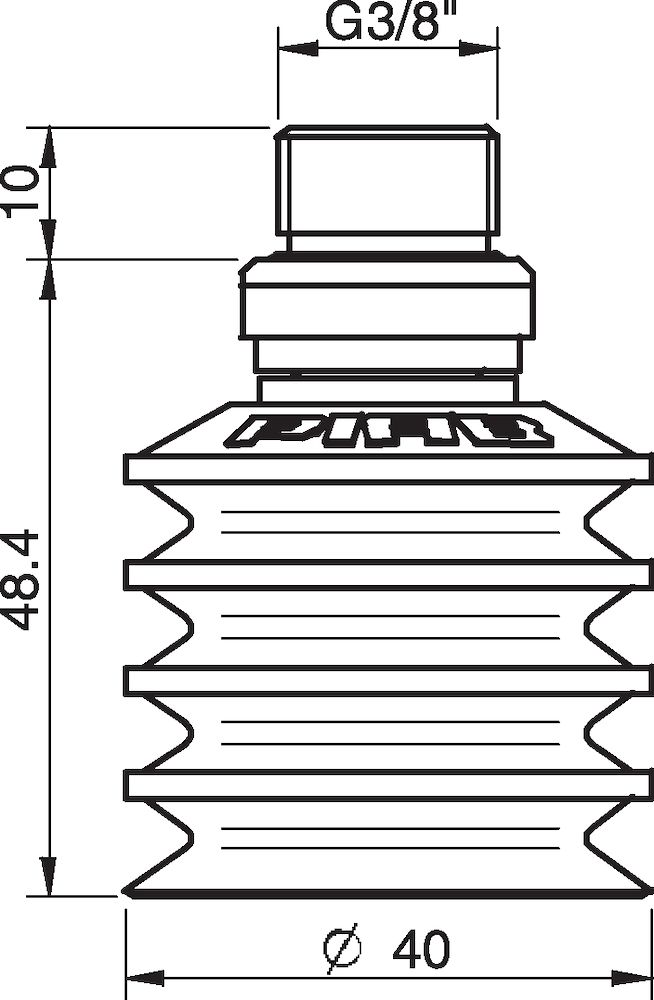 Piab Suction cup BL40-2 Chloroprene, G3/8 male, with mesh filter