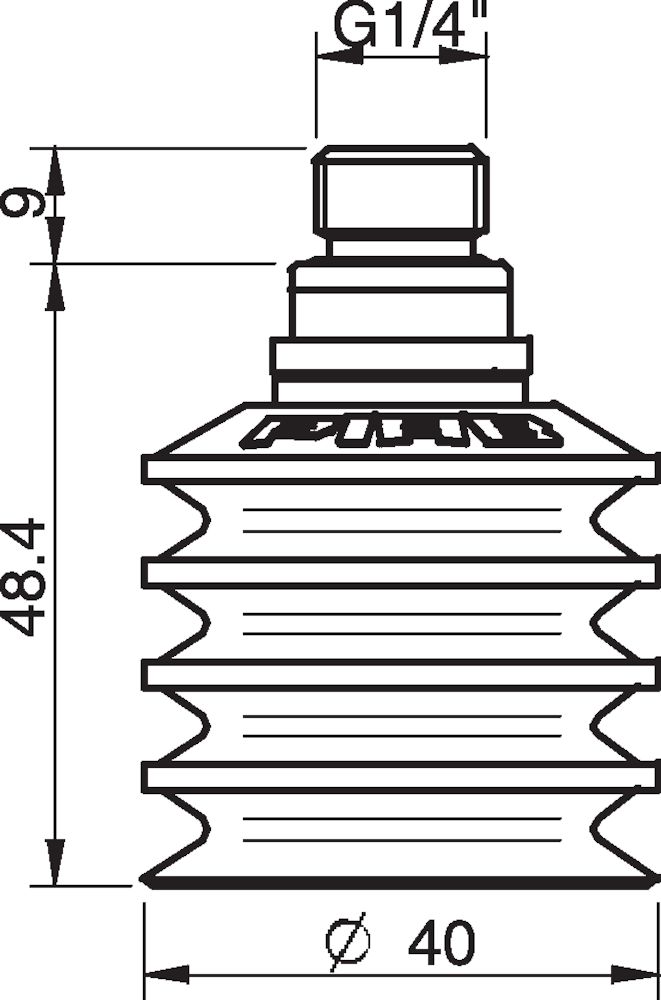 Piab Suction cup BL40-2 Silicone, G1/4 male, with dual flow control valve