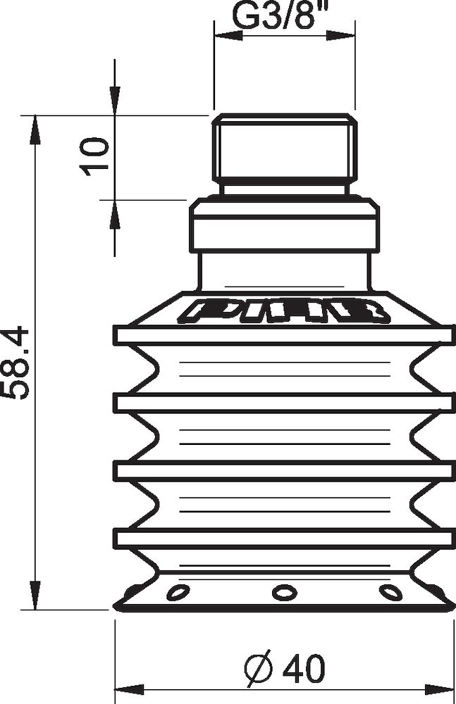 Piab Suction cup BL40-3P Polyurethane 30/70, G3/8 male