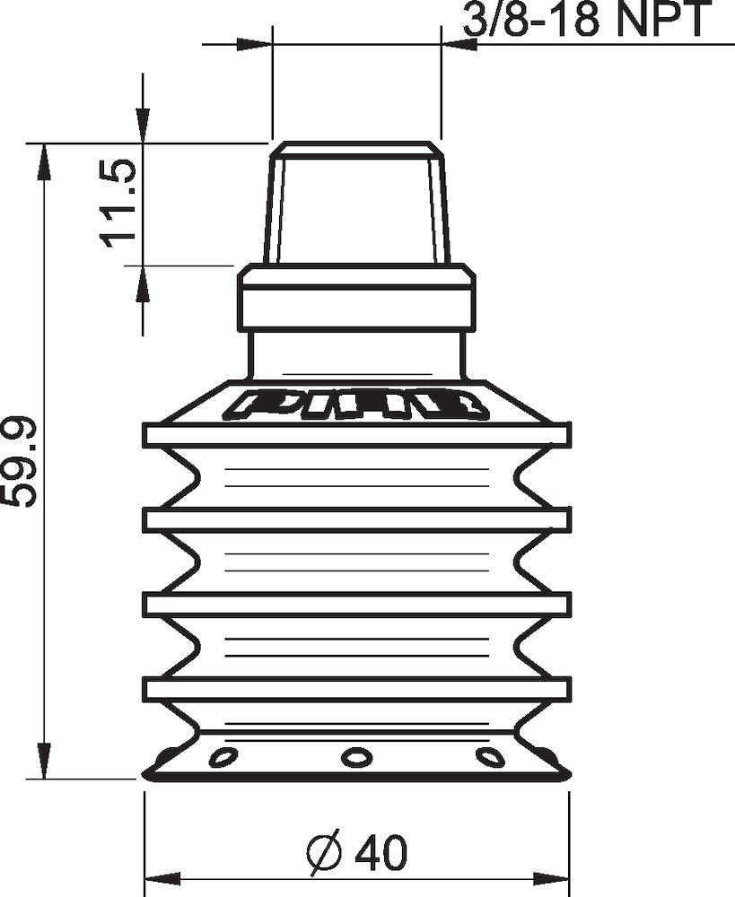 Piab Suction cup BL40-3P Polyurethane 30/70, 3/8 NPT male