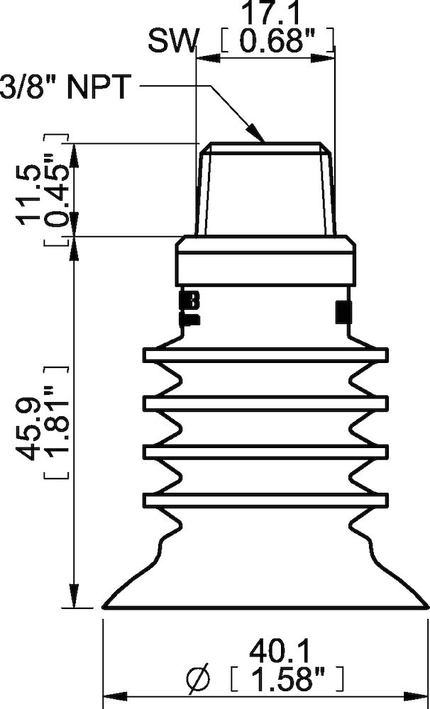Piab Suction cup BL40-4 Silicone, 3/8 NPT male