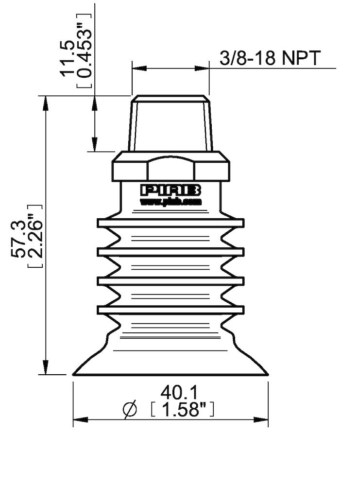 Piab Suction cup BL40-4 Silicone FCM, 3/8 NPT male
