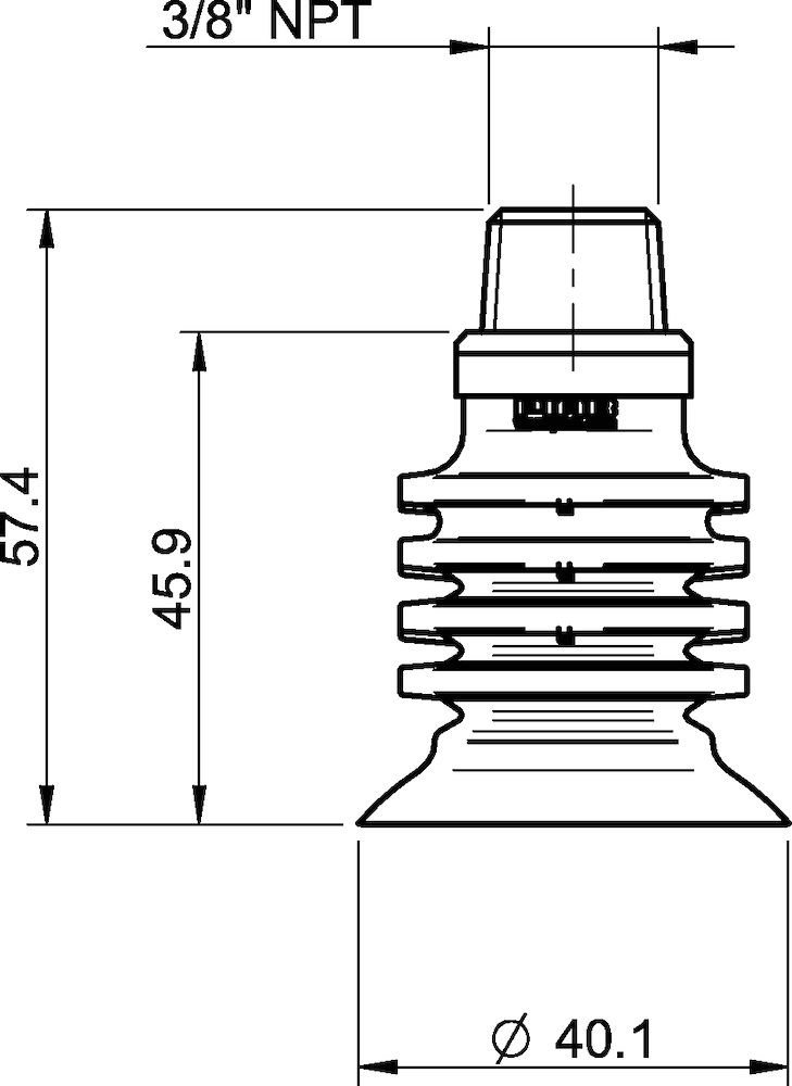 Piab Suction cup BL40-5 Silicone FCM, 3/8 NPT male