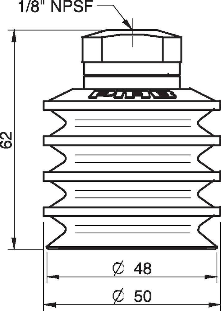 Piab Suction cup BL50-2 Chloroprene, 1/8 NPSF female, with mesh filter