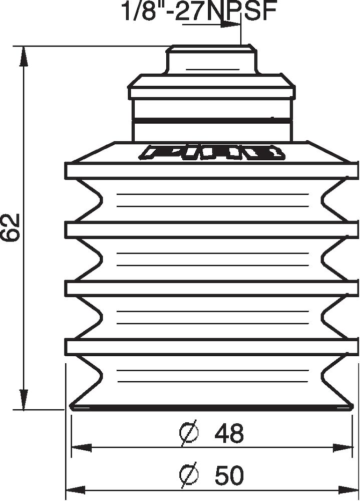 Piab Suction cup BL50-2 Silicone, 1/8 NPSF female, PA