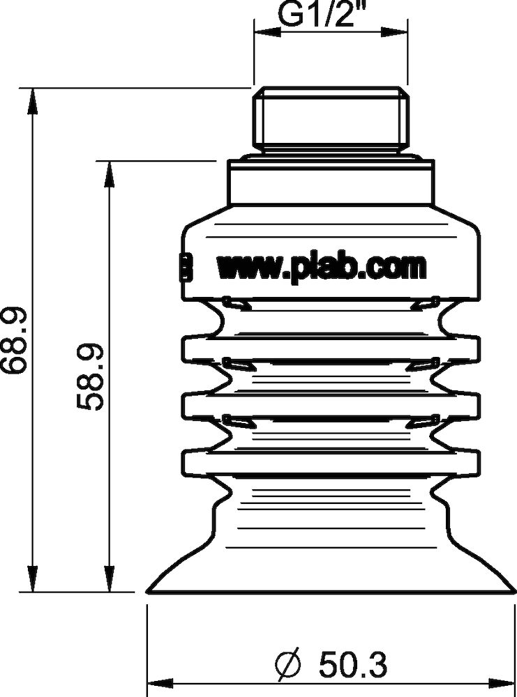 Piab Suction cup BL50-5 Silicone, G1/2 male