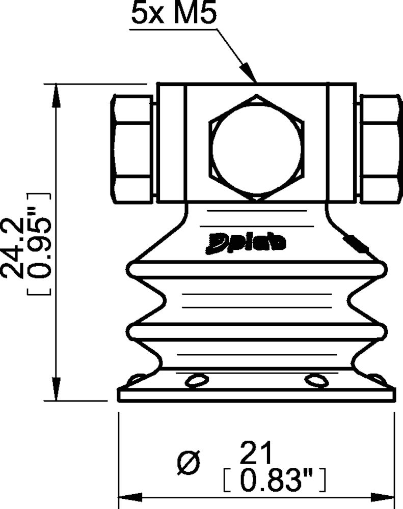 Piab Suction cup BX20P Polyurethane 60, 5xM5 female
