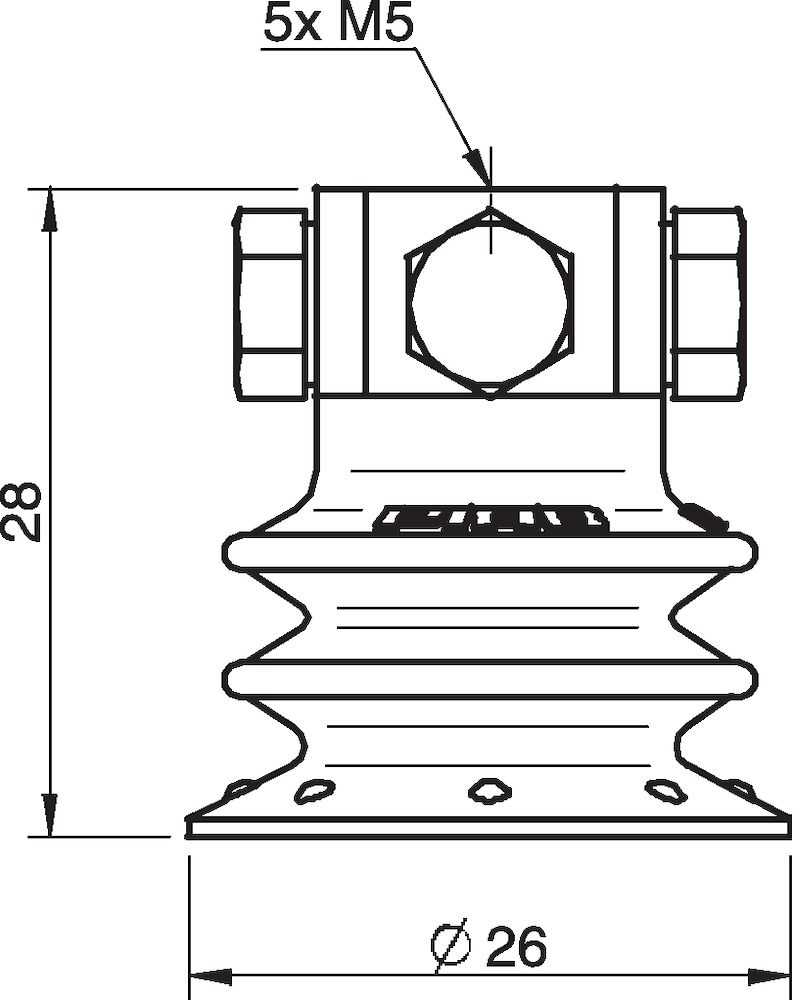 Piab Suction cup BX25P Polyurethane 60 with filter, 5xM5 female