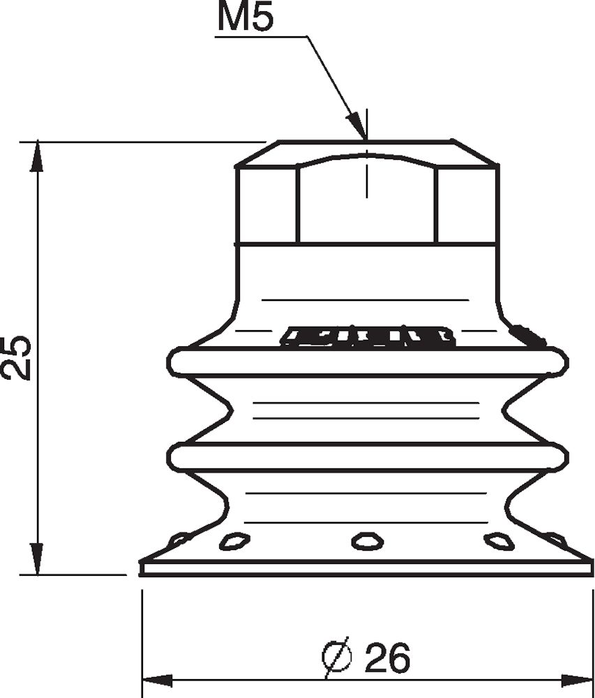 Piab Suction cup BX25P Polyurethane 30/60 with filter, M5 female