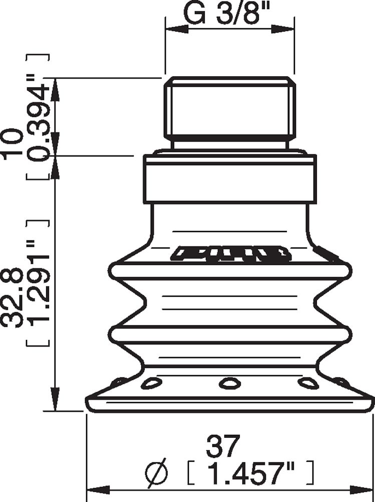 Piab Suction cup BX35P Polyurethane 60 with filter, G3/8 male, with mesh filter