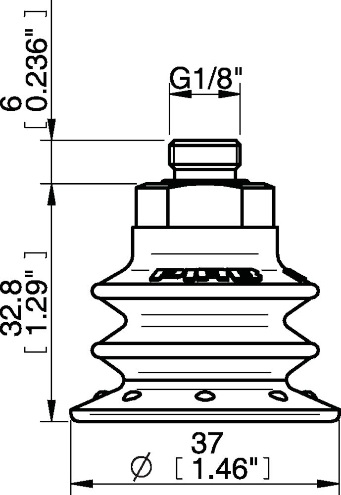 Piab Suction cup BX35P Polyurethane 60 with filter, G1/8 male, with mesh filter
