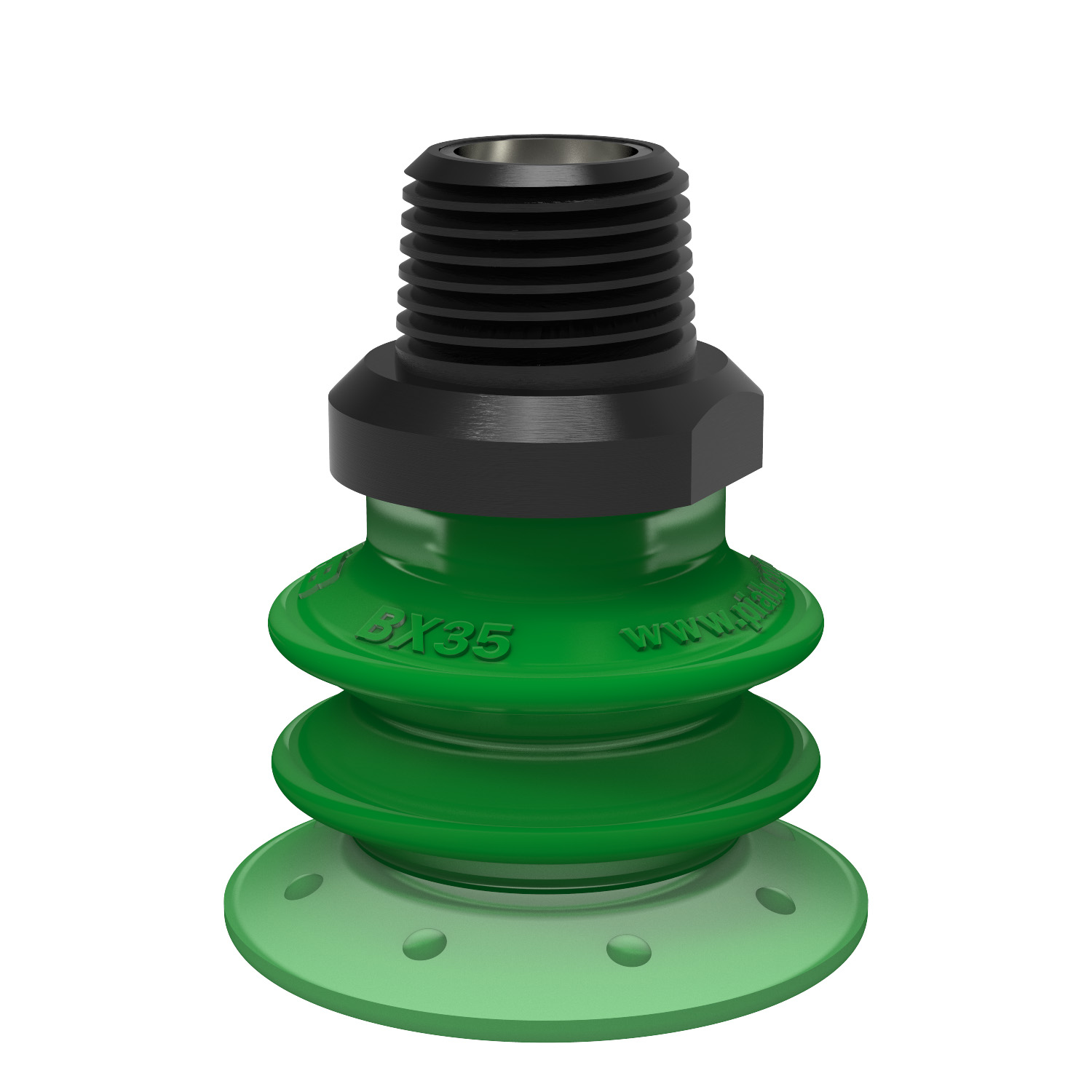 Piab Suction cup BX35P Polyurethane 60 with filter, 3/8 NPT male, with dual flow control valve