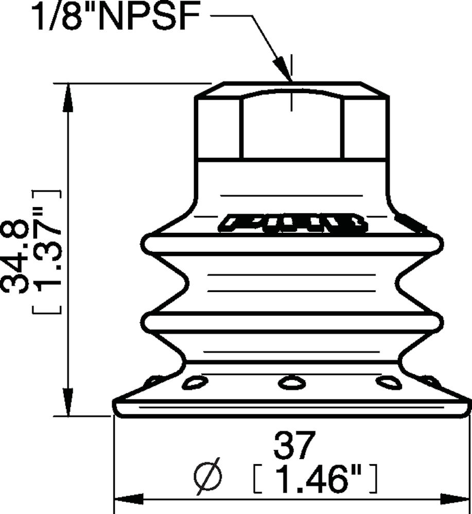 Piab Suction cup BX35P Polyurethane 30/60 with filter, 1/8 NPSF female