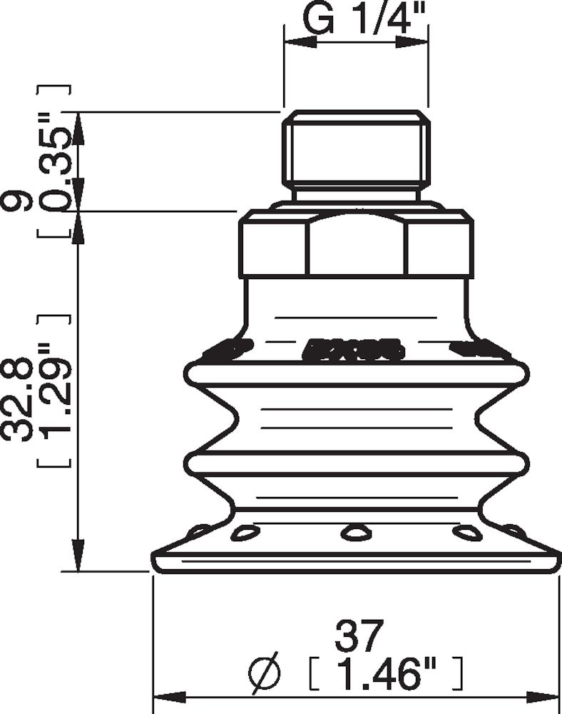 Piab Suction cup BX35P Polyurethane 30/60 with filter, G1/4 male, with mesh filter