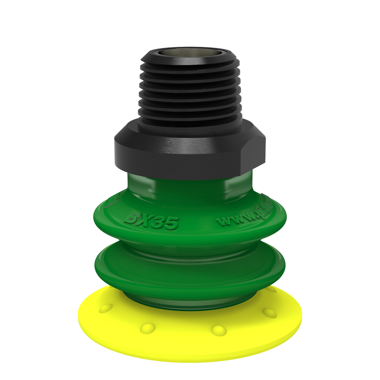 Piab Suction cup BX35P Polyurethane 30/60 with filter, 3/8 NPT male, with dual flow control valve