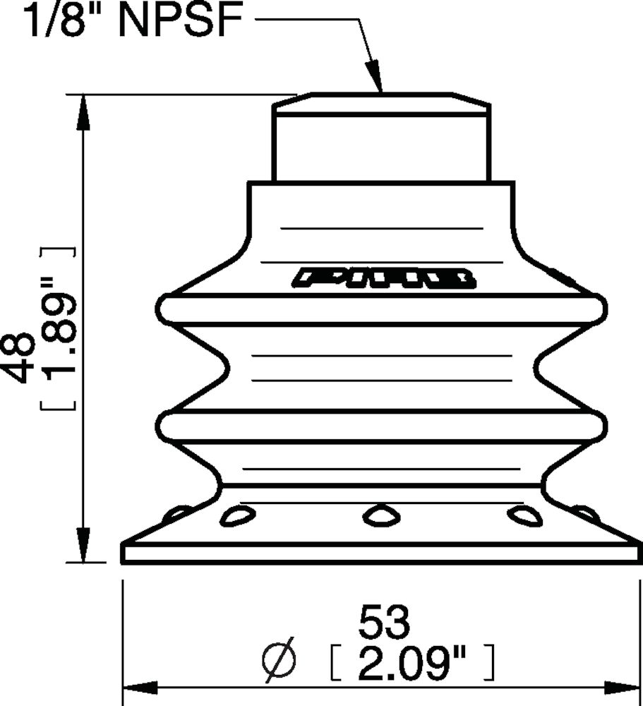 Piab Suction cup BX52P Polyurethane 60 with filter, 1/8 NPSF female