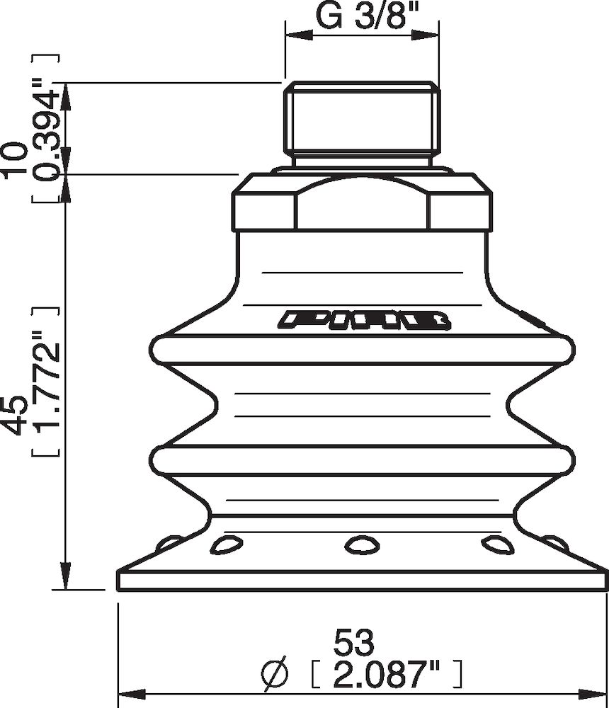 Piab Suction cup BX52P Polyurethane 60 with filter, G3/8 male, with mesh filter