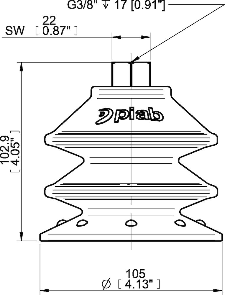 Piab Suction cup BXF105P Polyurethane 60, G3/8 female plastic thread