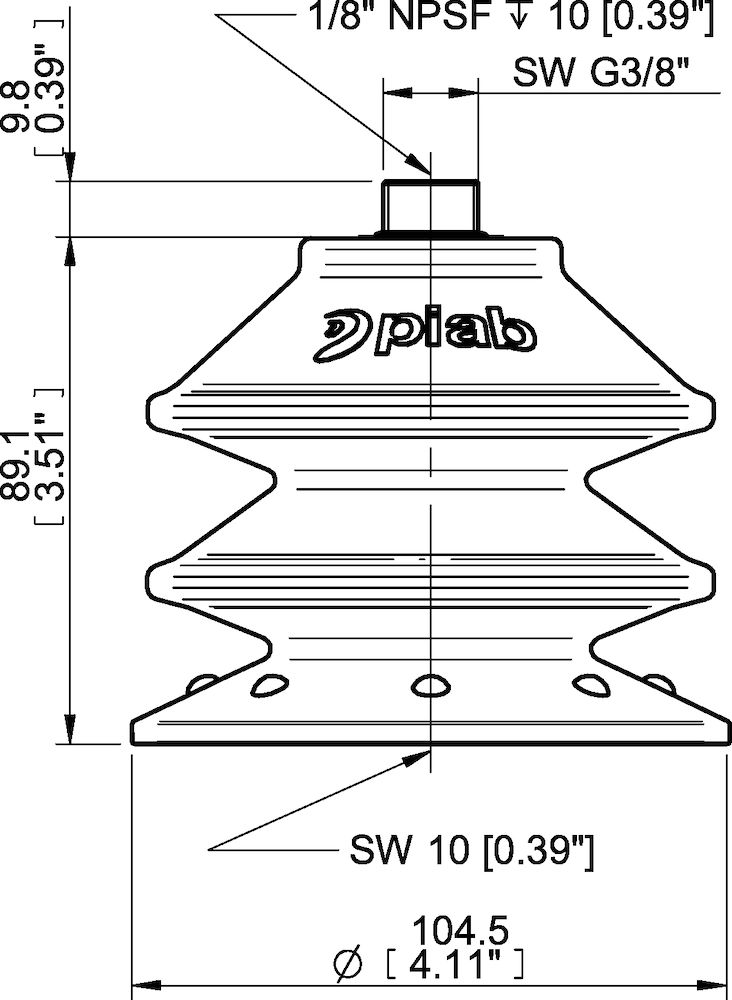 Piab Suction cup BXF105P Polyurethane 60, G3/8 male with mesh filter