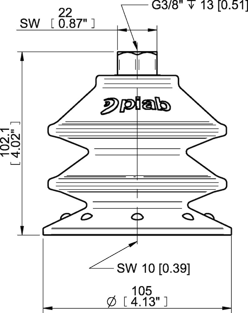 Piab Suction cup BXF105P Polyurethane 60, G3/8 female with mesh filter