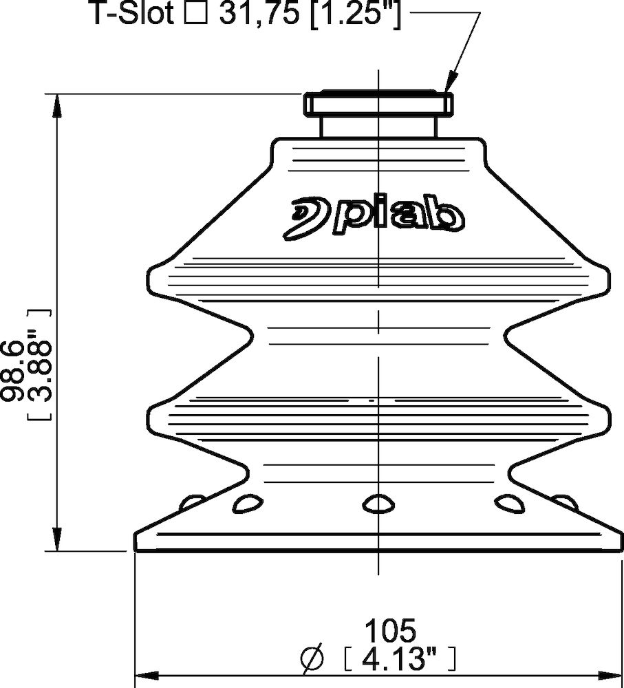 Piab Suction cup BXF105P Polyurethane 60, T-slot with mesh filter