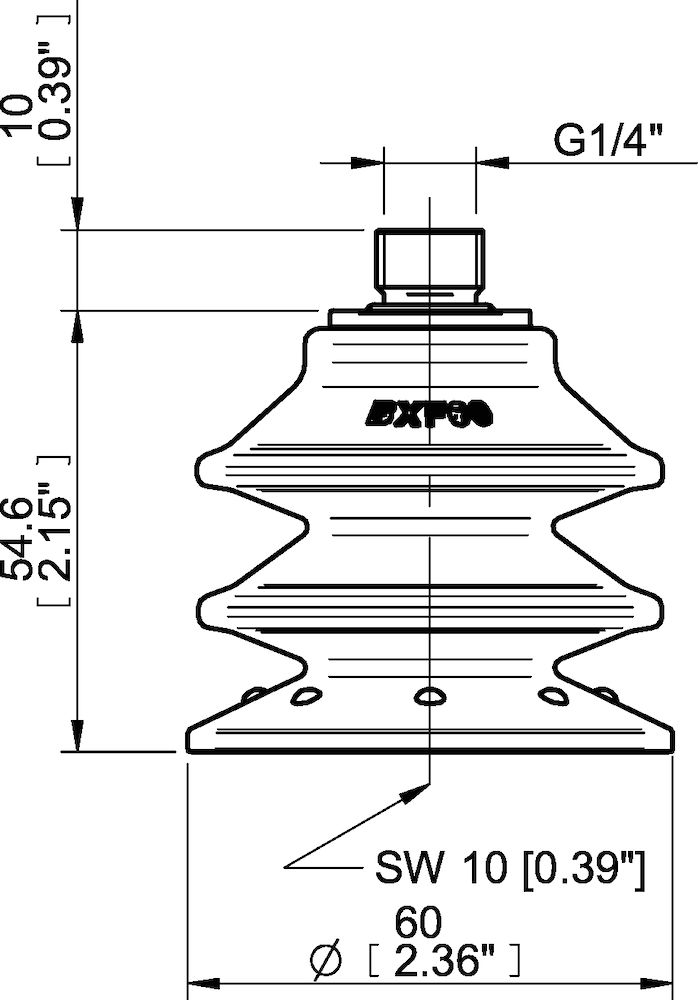 Piab Suction cup BXF60P Polyurethane 60, G1/4 male with mesh filter