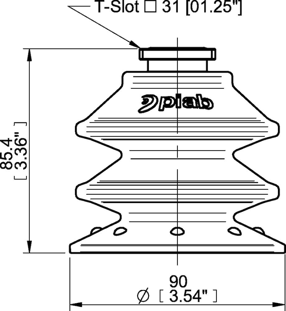 Piab Suction cup BXF90P Polyurethane 60, T-slot with mesh filter