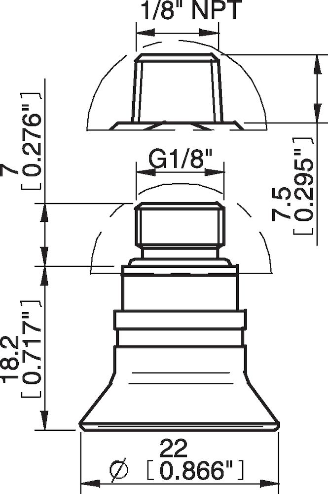 Piab Suction cup D20-2 Chloroprene, G1/8 male, with mesh filter