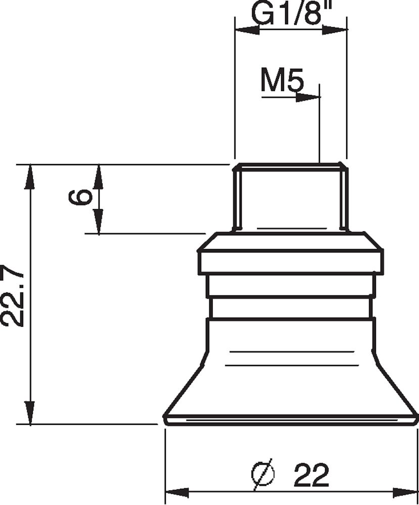 Piab Suction cup D20-2 Silicone, G1/8 male/M5 female, PA