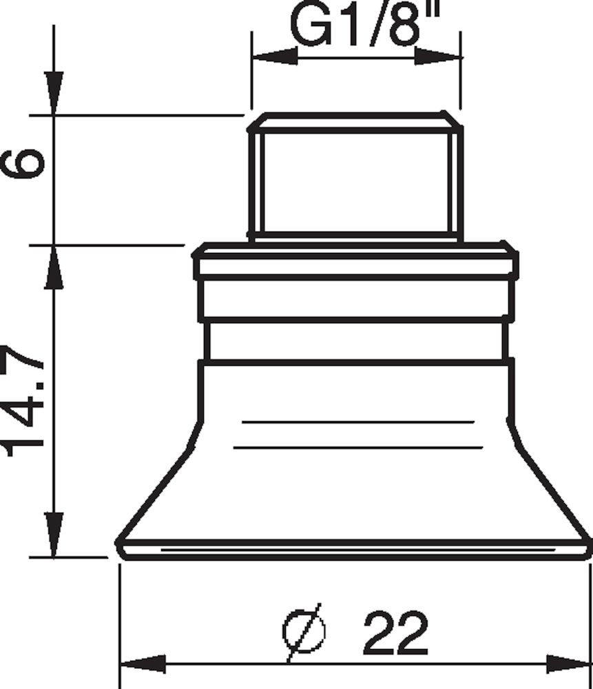Piab Suction cup D20-2 Silicone FCM, G1/8 male/M5 female, with mesh filter