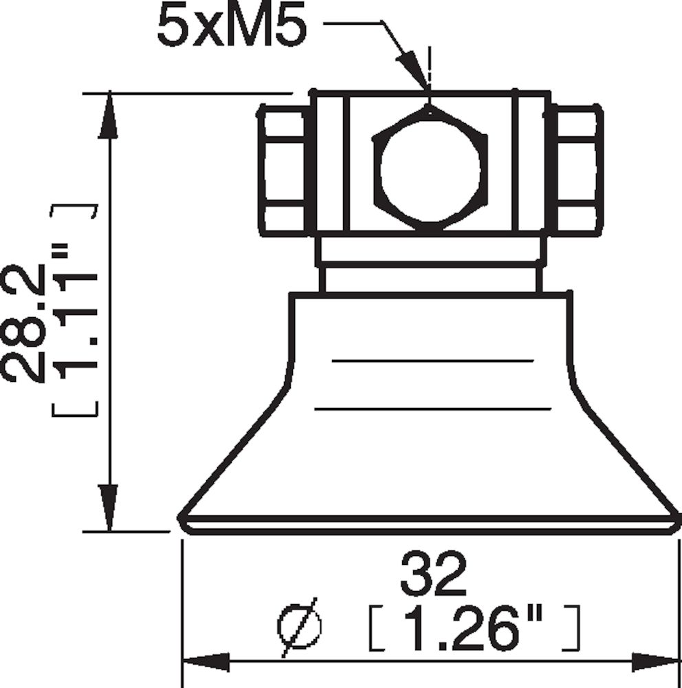 Piab Suction cup D30-2 Silicone, 5xM5 female