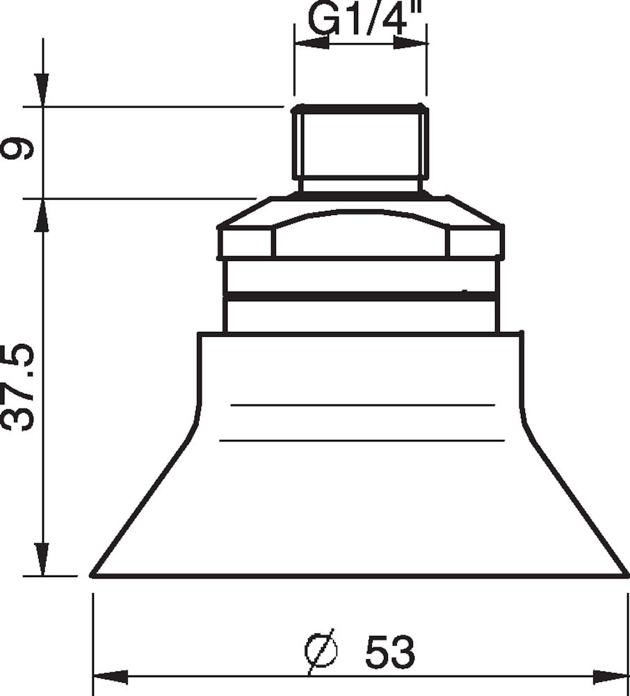 Piab Suction cup D50 Silicone, 1/4 NPT male, with mesh filter