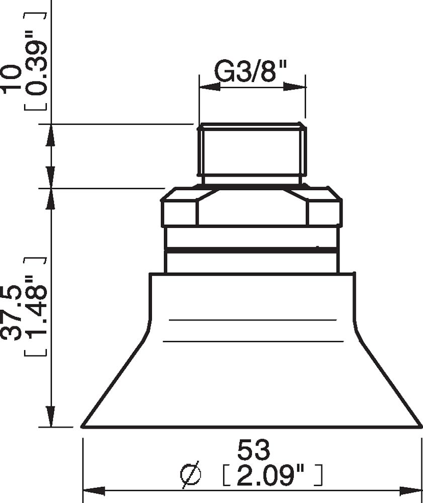 Piab Suction cup D50 Silicone, G3/8 male, with mesh filter