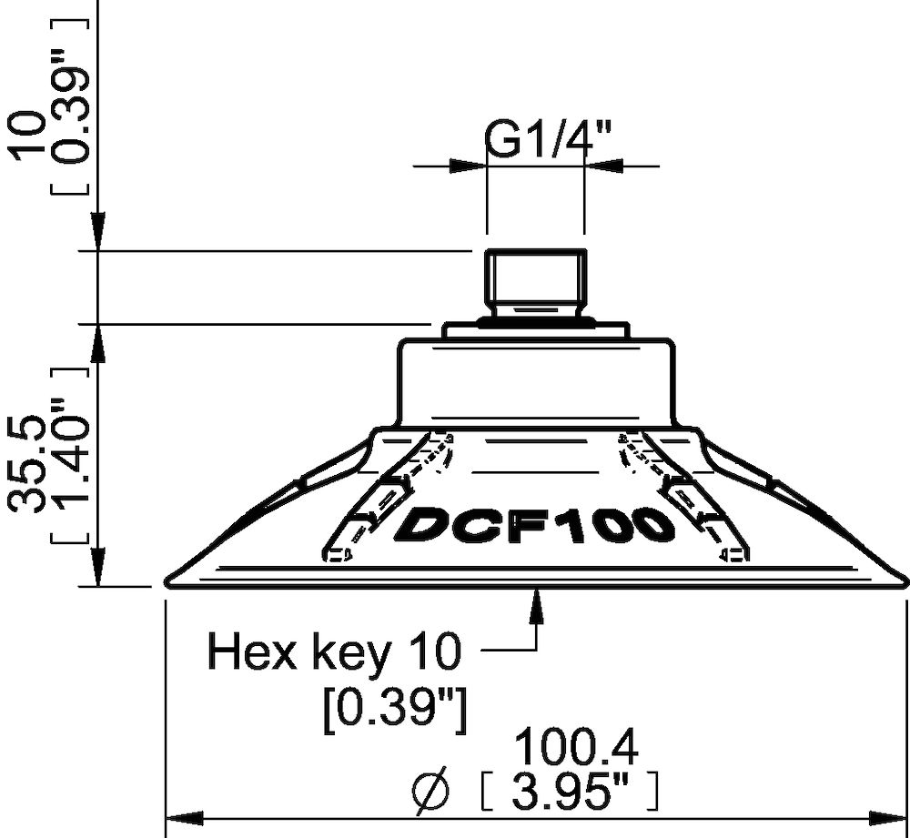 Piab Suction cup DCF100P Polyurethane 60, G1/4 male with mesh filter