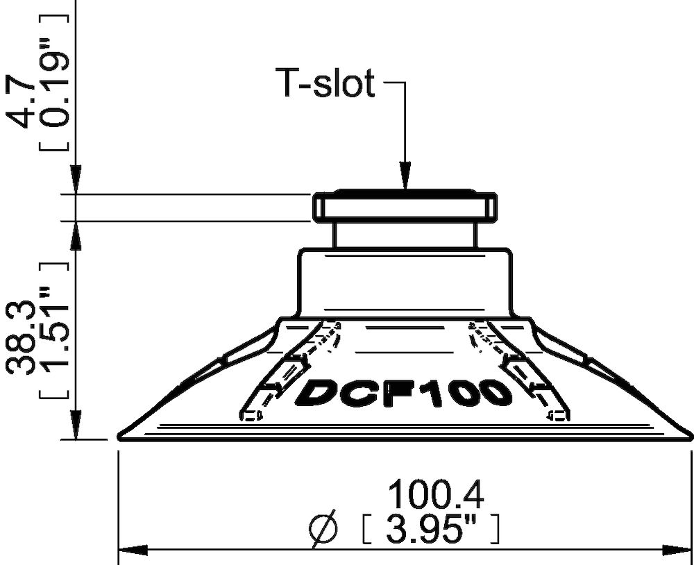 Piab Suction cup DCF100P Polyurethane 60, T-slot with mesh filter