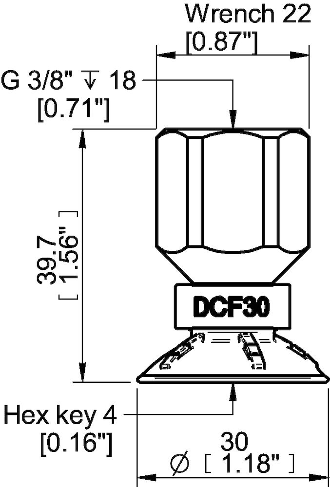 Piab Suction cup DCF30P Polyurethane 60, G3/8 female 17mm