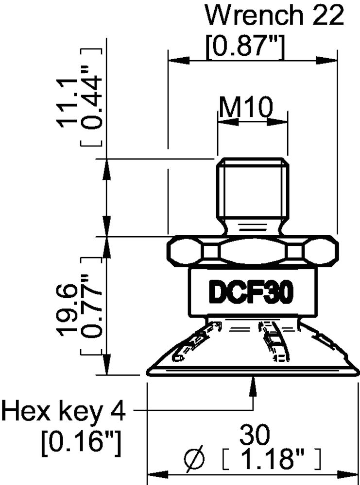 Piab Suction cup DCF30P Polyurethane 60, M10x1,5 male