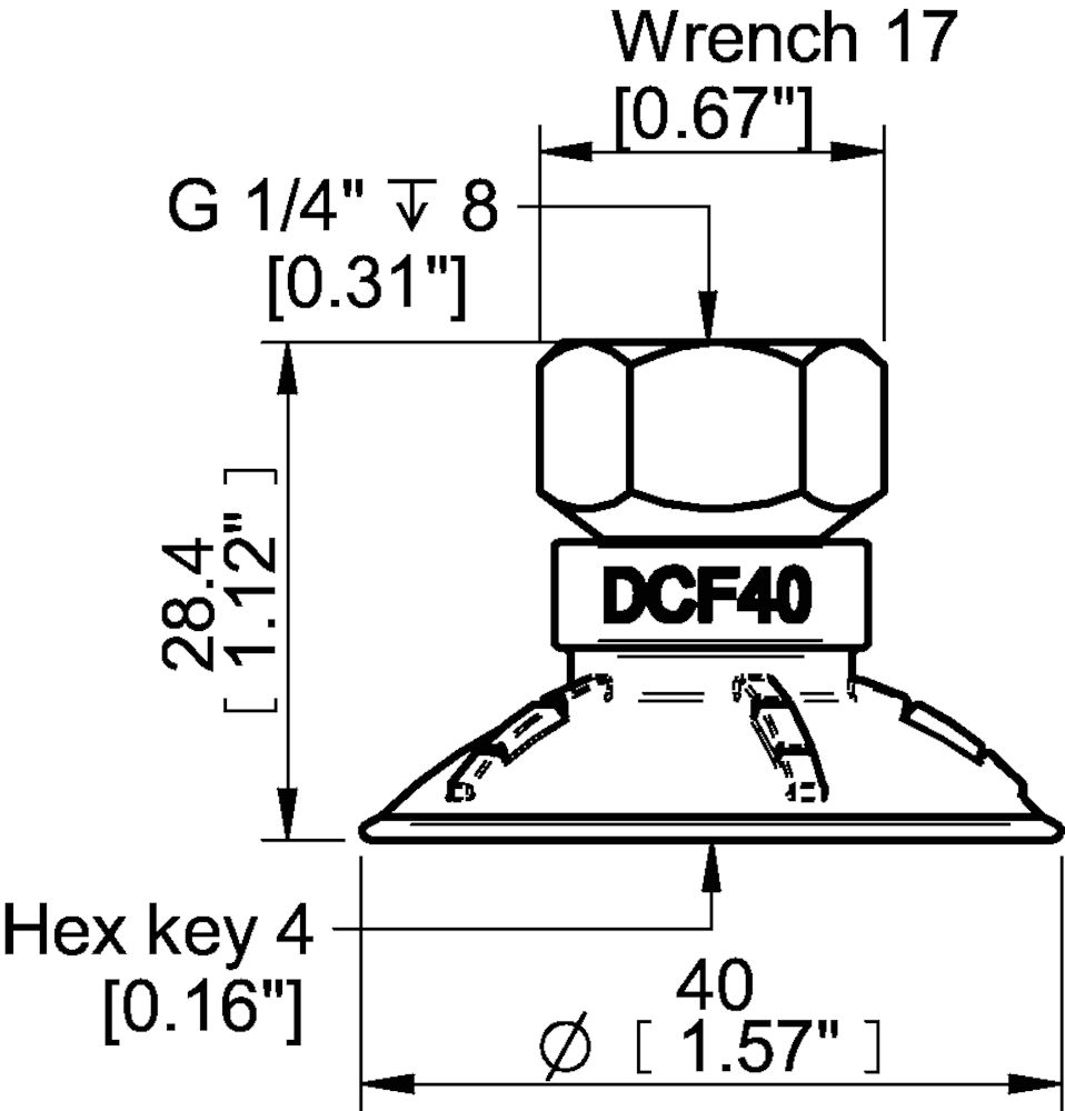 Piab Suction cup DCF40P Polyurethane 60, G1/4 female