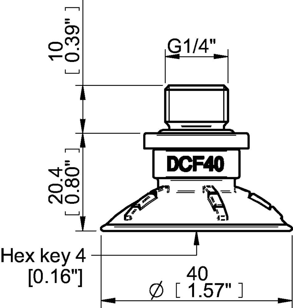 Piab Suction cup DCF40P Polyurethane 60, G1/4 male